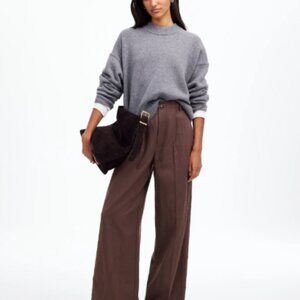 Madewell The Harlow Wide-Leg Pants in Drapey Twill Dark Carob Sz 10